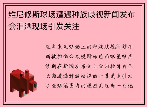 维尼修斯球场遭遇种族歧视新闻发布会泪洒现场引发关注